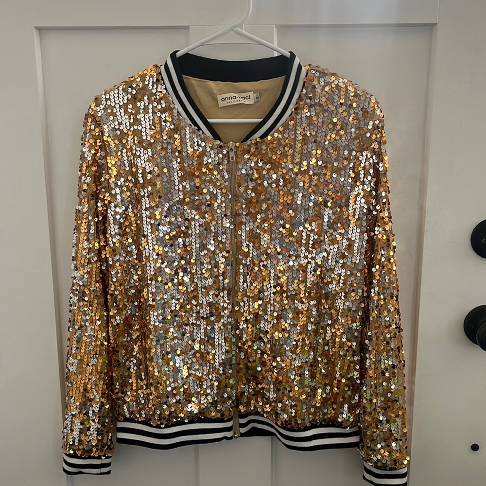 Gold Sequin Zip up